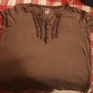 Women's 1x Brown short-sleeve shirt